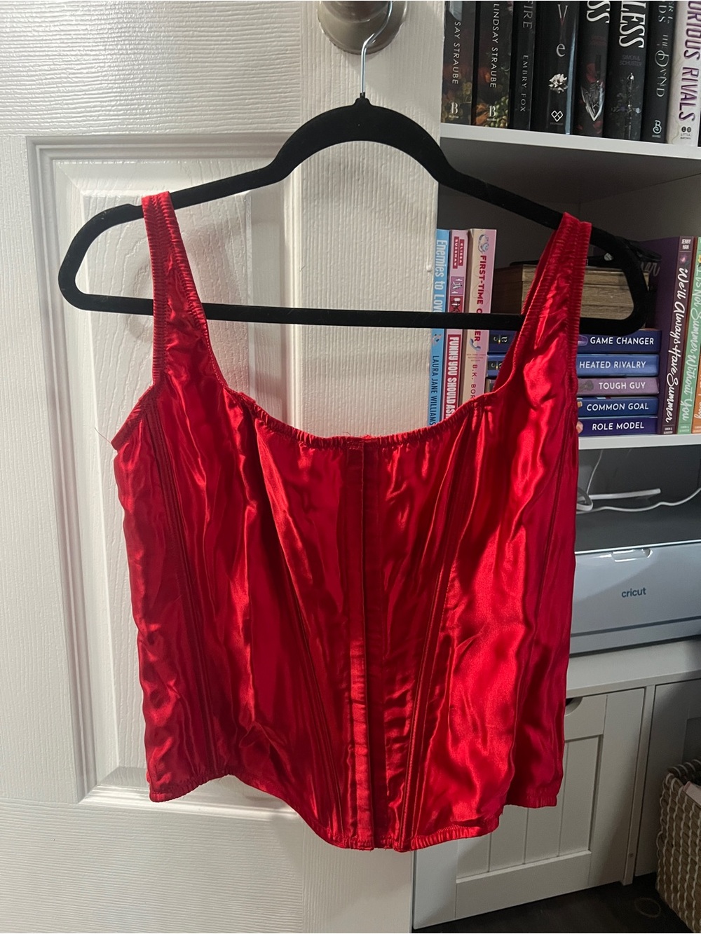 Victoria's Secret Red Satin Lace-Up Corset